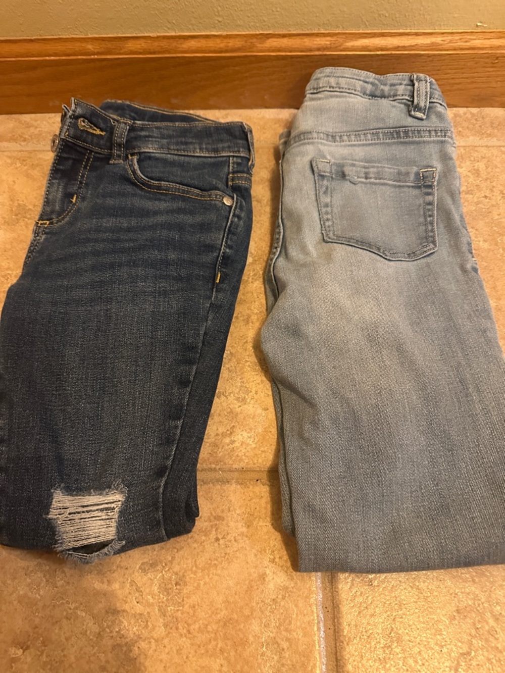 Girls Jeans - Dark Blue and Light Blue Denim like new. Size 8.